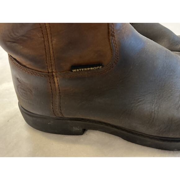 Georgia Boots Men's Size 9.5 W Brown Wellington Pull On Leather Work Waterproof - Picture 3 of 8